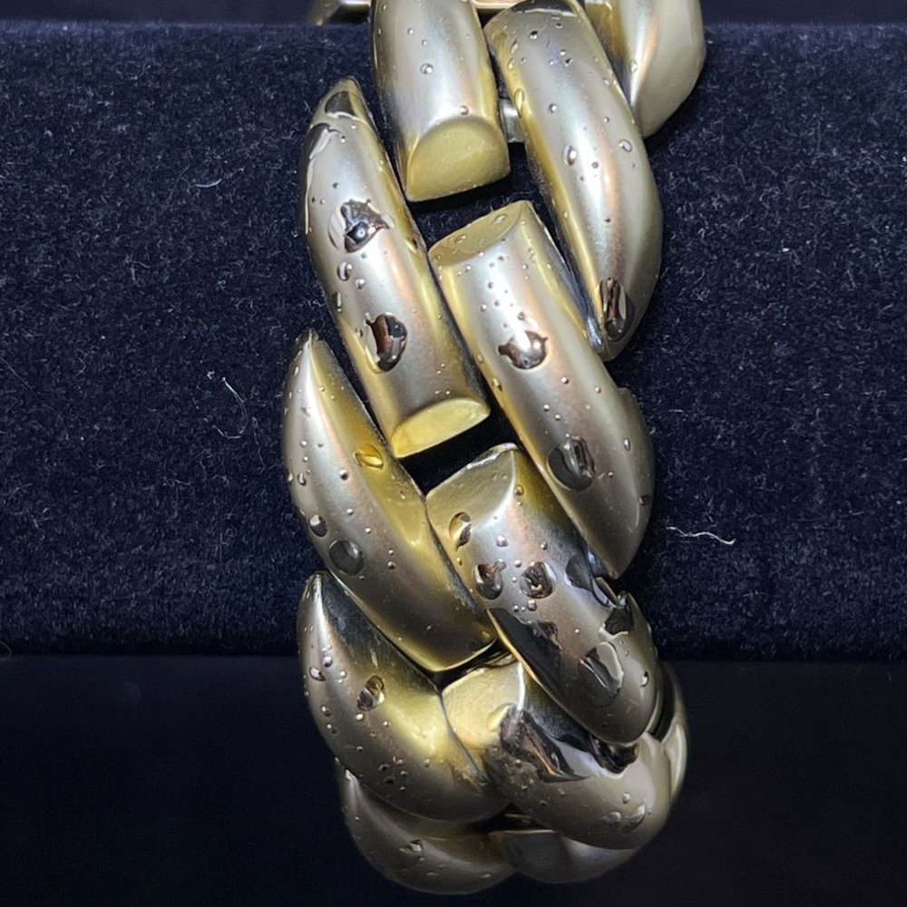 Vintage Chunky Heavy Gold Tone Link Bracelet (4034)